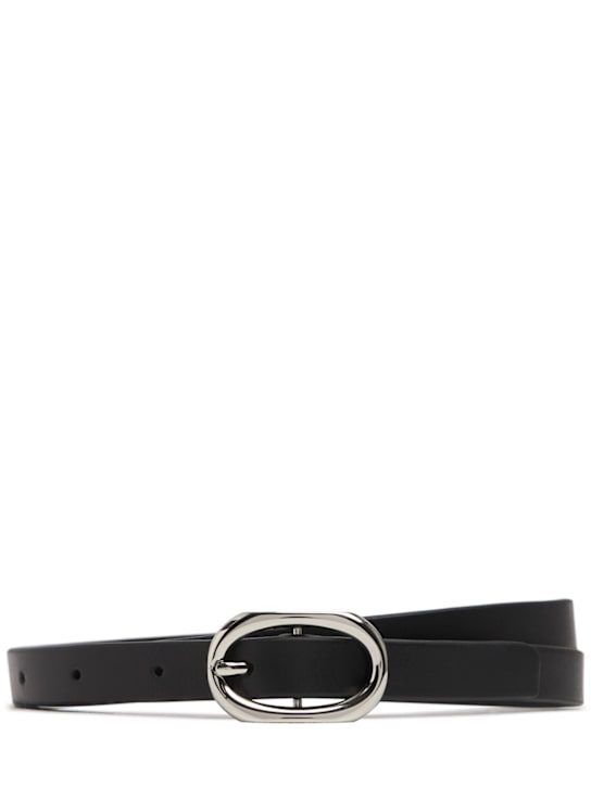 ANINE BING: Mini signature link leather belt - Black - women_0 | Luisa Via Roma