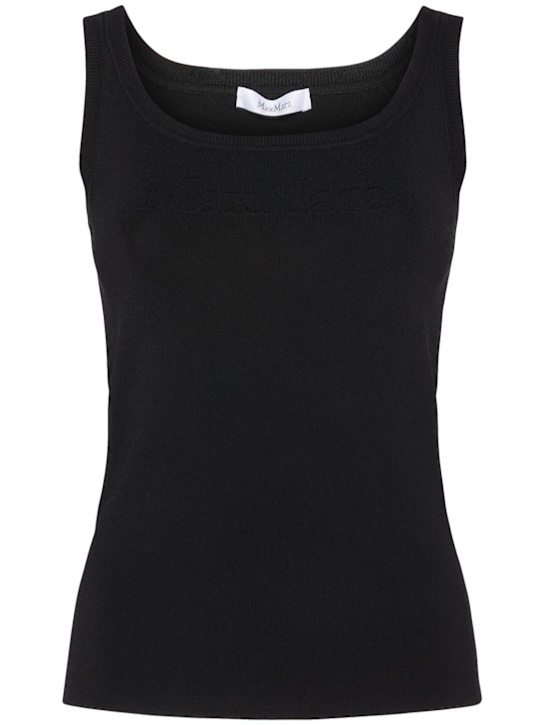 Max Mara: Pentola viscose blend crepe tank top - women_0 | Luisa Via Roma