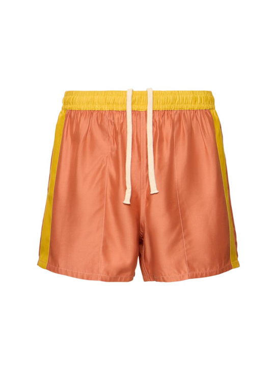 Bode: Satin field shorts - Orange/Pink - men_0 | Luisa Via Roma