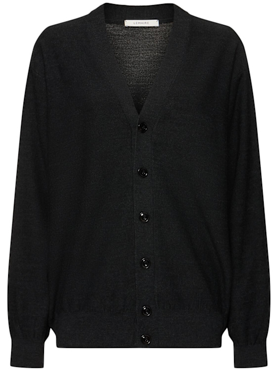 Lemaire: Cardigan relaxed fit in misto lana - Grigio - women_0 | Luisa Via Roma