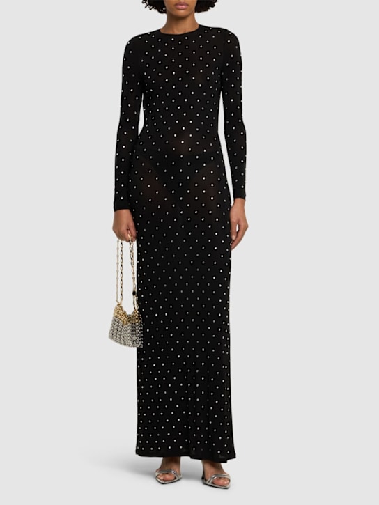 Rabanne: Second skin long dress w/hotfix - Black - women_1 | Luisa Via Roma