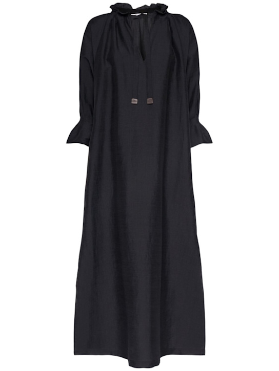 Max Mara: Jene linen blend midi dress - women_0 | Luisa Via Roma