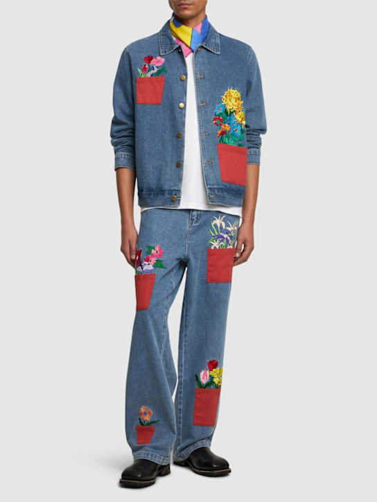 KidSuper Studios: Flower Pots denim jeans - men_1 | Luisa Via Roma