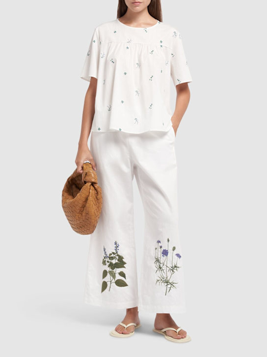 Volante embroidered wide cropped pants - Thumbnail 2