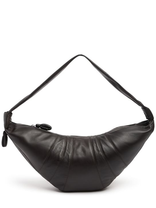 Lemaire: Large Croissant soft nappa shoulder bag - Dark Chocolate - women_0 | Luisa Via Roma