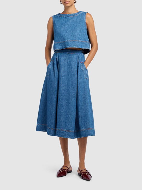 Weekend Max Mara: Dry denim midi skirt - women_1 | Luisa Via Roma