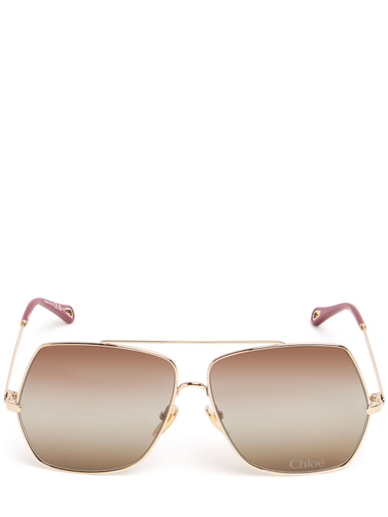 Chloé: Squared metal sunglasses - women_0 | Luisa Via Roma