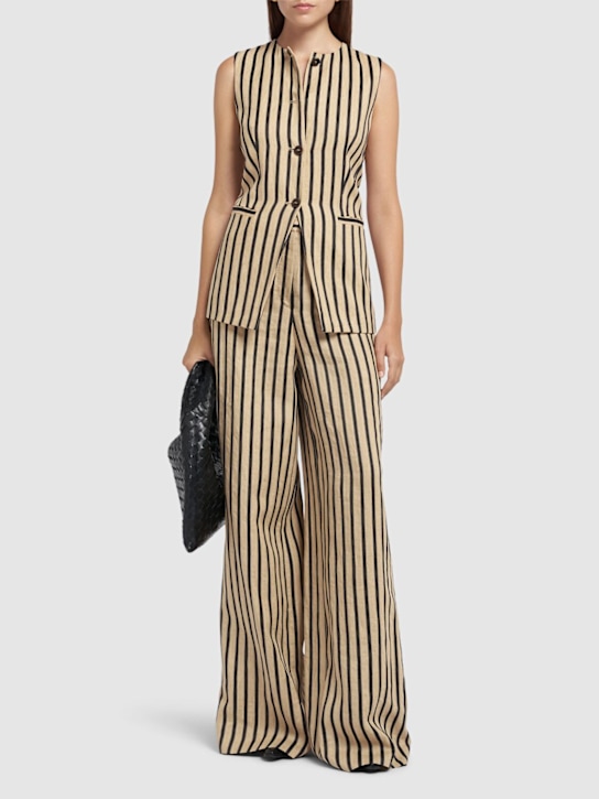Max Mara: Rodeo striped satin vest - women_1 | Luisa Via Roma