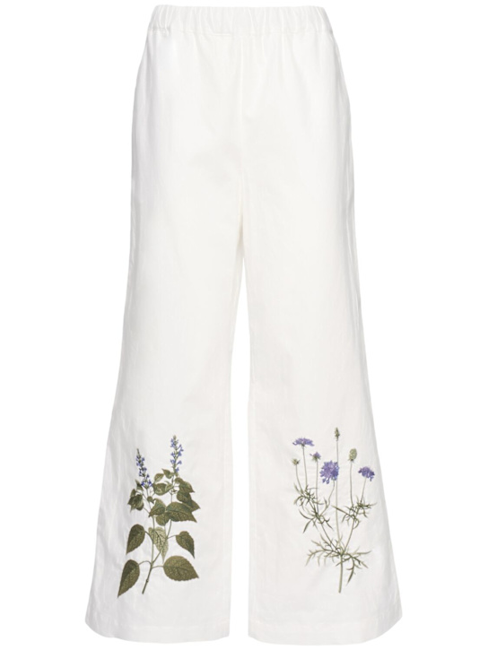 Volante embroidered wide cropped pants - Thumbnail 1