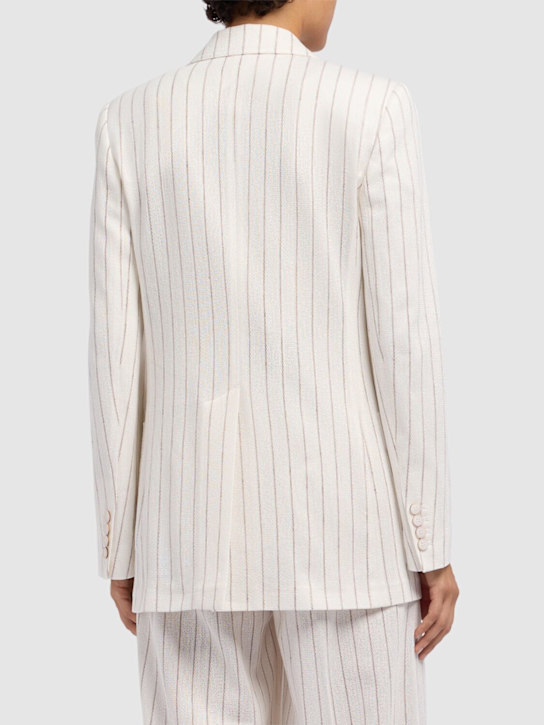 Max Mara: Jadi striped cotton & linen blazer - Ivory/Multi - women_3 | Luisa Via Roma