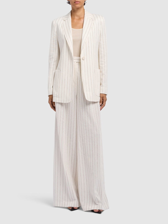 Max Mara: Jadi striped cotton & linen blazer - Ivory/Multi - women_1 | Luisa Via Roma