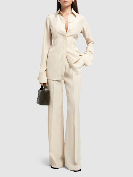 Sportmax: Pantaloni larghi Orario in tela di viscosa - women_1 | Luisa Via Roma