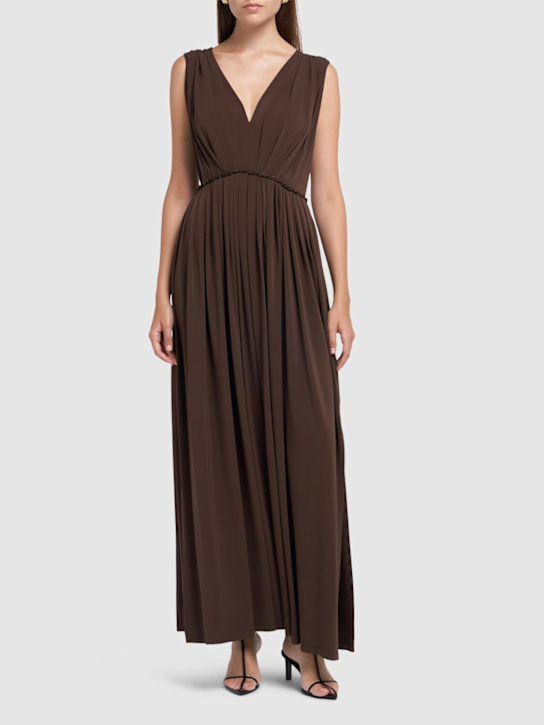 Max Mara: Walter stretch jersey long dress - women_1 | Luisa Via Roma