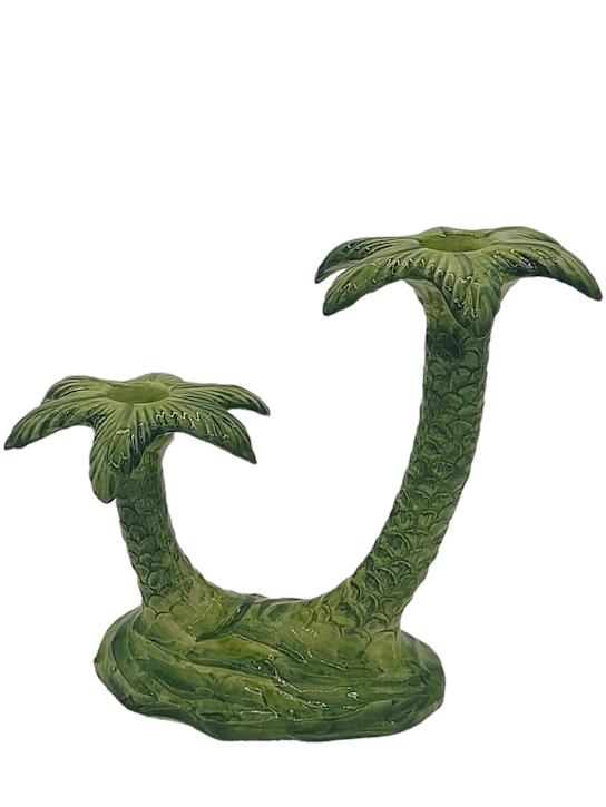 Les Ottomans: Double Palm candleholder - Green - ecraft_0 | Luisa Via Roma