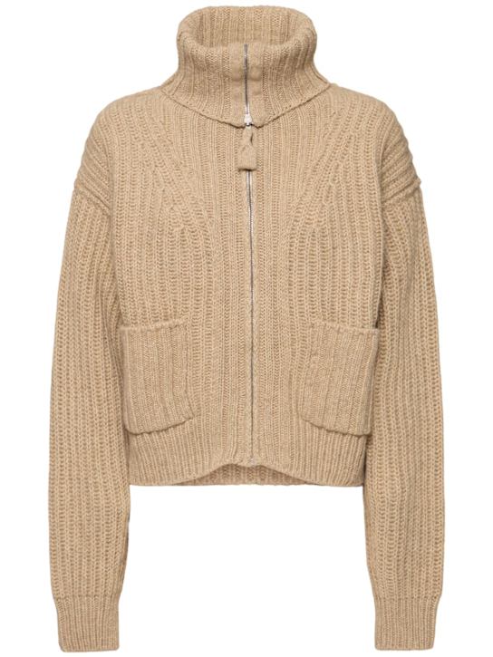 Lemaire: Trucker collar zipped cardigan jacket - women_0 | Luisa Via Roma