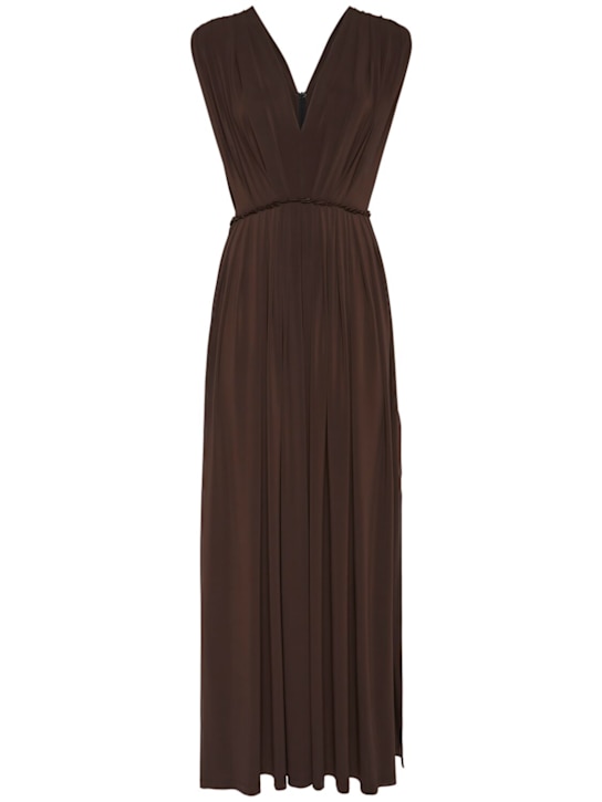 Max Mara: Walter stretch jersey long dress - women_0 | Luisa Via Roma