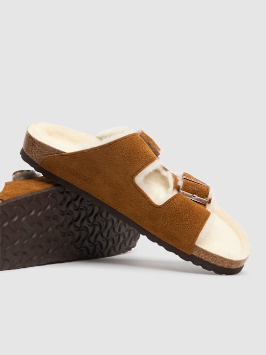 BIRKENSTOCK: Arizona shearling & suede sandals - Light Brown - men_3 | Luisa Via Roma