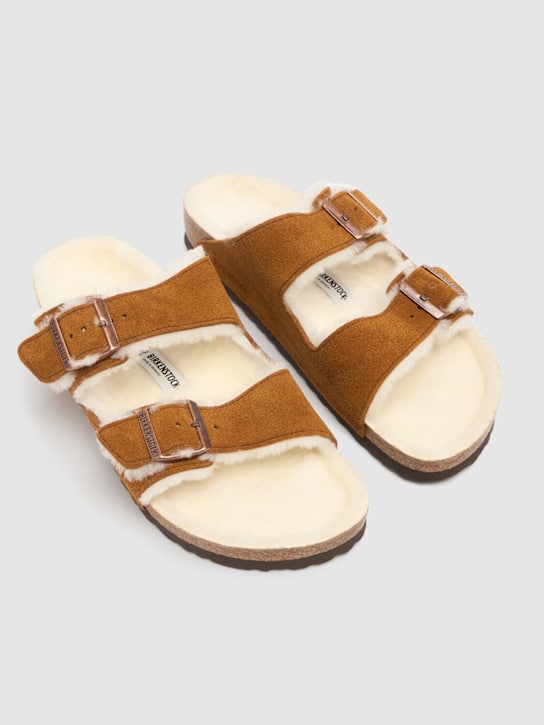 BIRKENSTOCK: Arizona shearling & suede sandals - Light Brown - men_2 | Luisa Via Roma