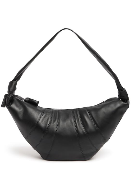 Lemaire: Large Croissant ソフトナッパショルダーバッグ - ブラック - women_0 | Luisa Via Roma