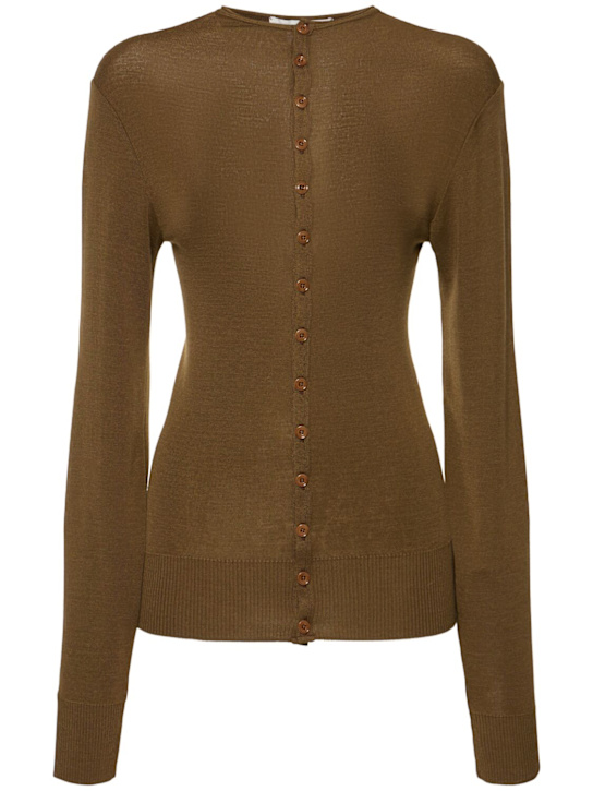 Lemaire: Seamless wool knit fitted cardigan - women_0 | Luisa Via Roma