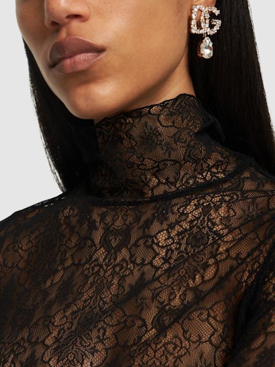 Dolce&Gabbana: DG logo crystal drop earrings - women_1 | Luisa Via Roma