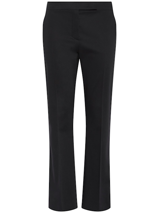 Okra cotton blend satin straight pants - Thumbnail 1