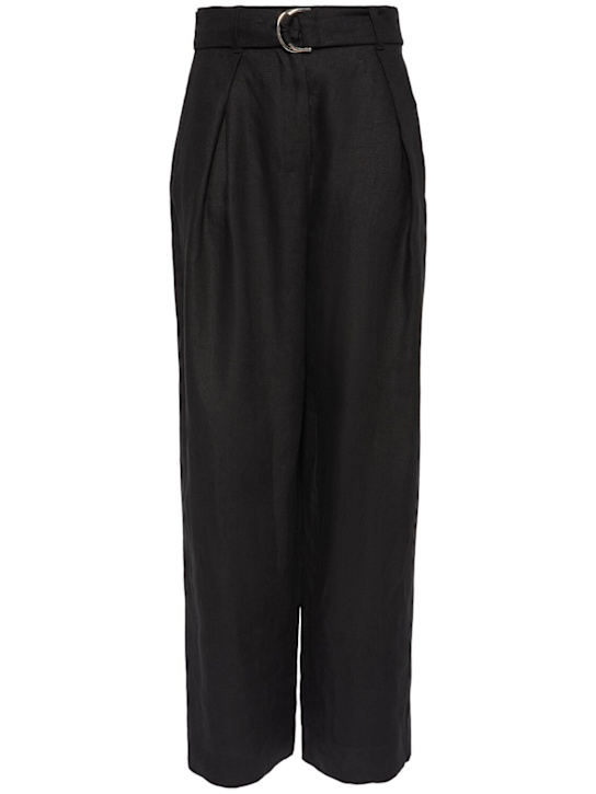 Jane belted wide leg linen pants