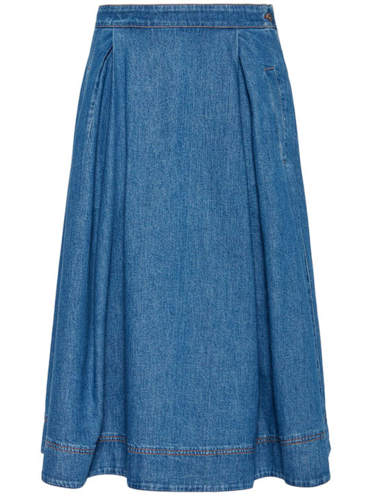 Weekend Max Mara: Dry denim midi skirt - women_0 | Luisa Via Roma