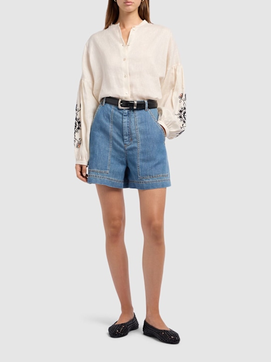 Weekend Max Mara: Nabulus denim high rise bermuda shorts - women_1 | Luisa Via Roma
