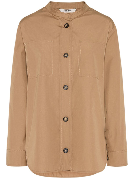Doris cotton poplin collarless shirt - Thumbnail 1