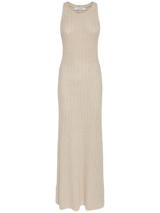Max Mara: Uccio cotton & linen long dress - women_0 | Luisa Via Roma