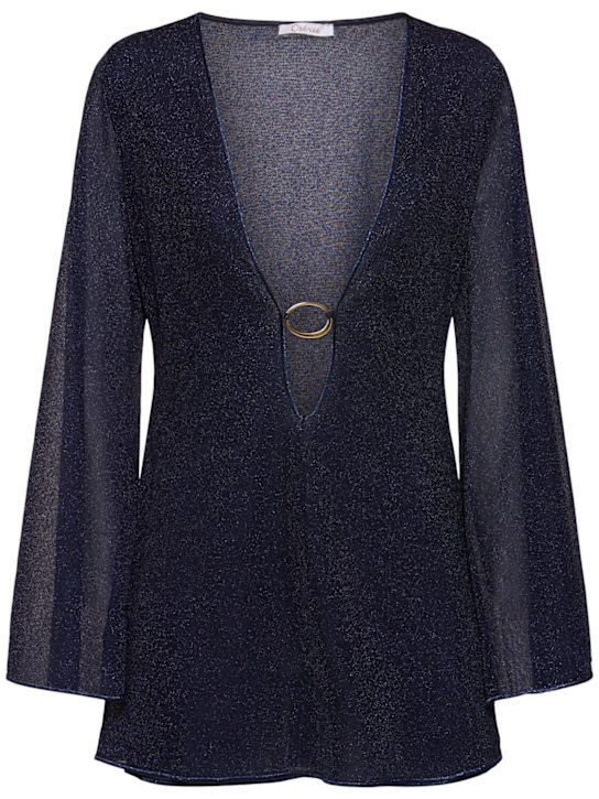 Oséree Swimwear: Lumiere lurex kaftan mini dress - women_0 | Luisa Via Roma