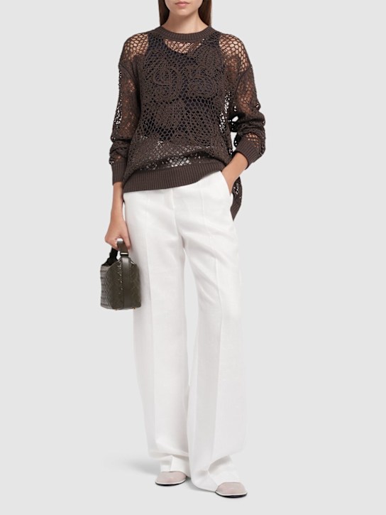 Max Mara: Farea cotton blend mesh knit sweater - women_1 | Luisa Via Roma
