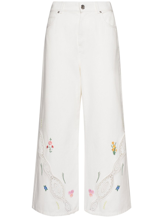 Lord embroidered cotton wide pants - Thumbnail 1