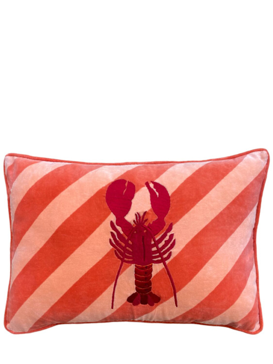 Les Ottomans: Lobster embroidered velvet cushion - ecraft_0 | Luisa Via Roma