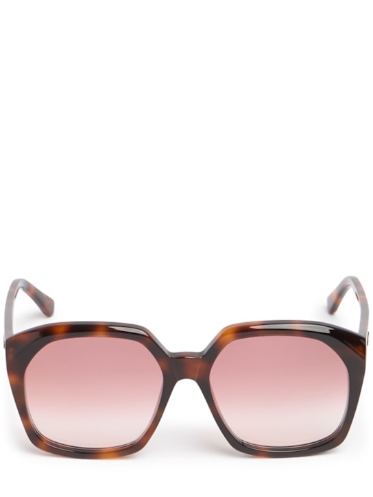 Chloé: Squared acetate sunglasses - Havana/Burgundy - women_0 | Luisa Via Roma