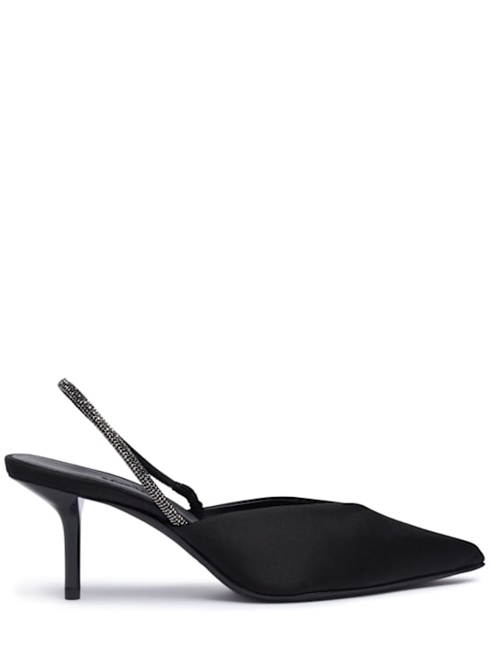 Max Mara: 65mm Satin & crystal slingbacks - women_0 | Luisa Via Roma