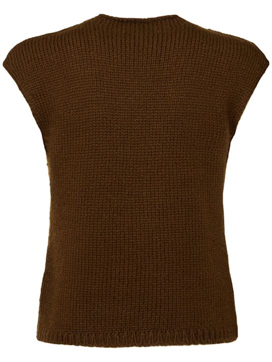 Lemaire: Gilet in maglia di misto lana - Marrone - women_4 | Luisa Via Roma