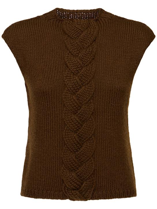 Lemaire: Gilet in maglia di misto lana - Marrone - women_0 | Luisa Via Roma