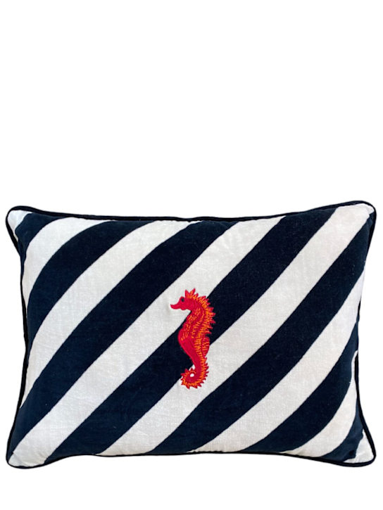 Les Ottomans: Coussin en velours brodé Seahorse - ecraft_0 | Luisa Via Roma