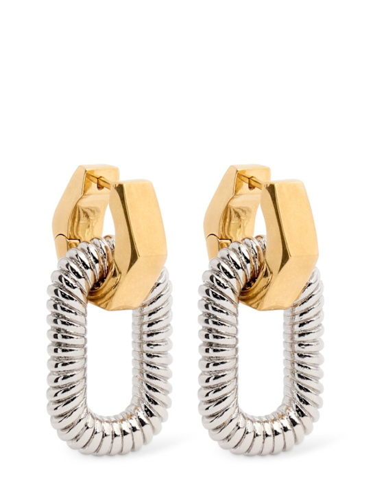 Rabanne: XL link animation drop earrings - Silver/Gold - women_0 | Luisa Via Roma