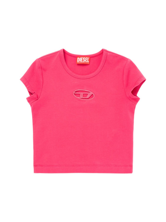 Diesel Kids: Stretch cotton t-shirt w/logo - kids-girls_0 | Luisa Via Roma