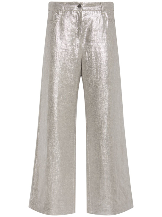 'S Max Mara: Malika coated linen flared pants - women_0 | Luisa Via Roma