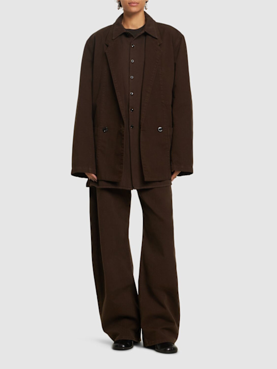 Lemaire: Twisted denim shirt - Dark Brown - women_1 | Luisa Via Roma