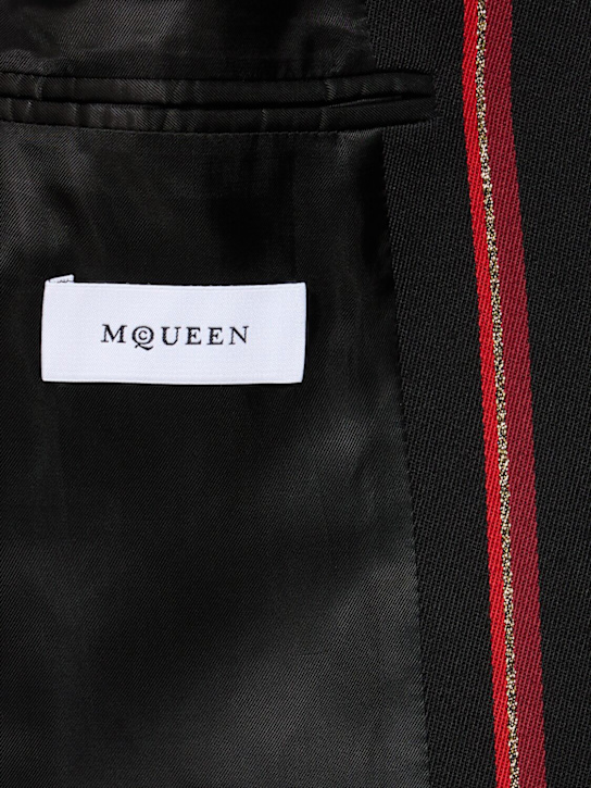 McQueen: 羊毛西服夹克 - 黑色/珊瑚红 - women_5 | Luisa Via Roma