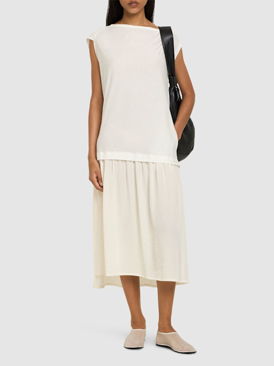 Crepe de chine & taffeta midi dress - Thumbnail 2