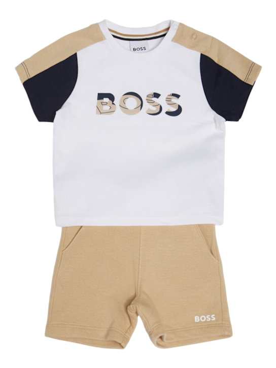 Boss: Camiseta y shorts de algodón - kids-boys_0 | Luisa Via Roma