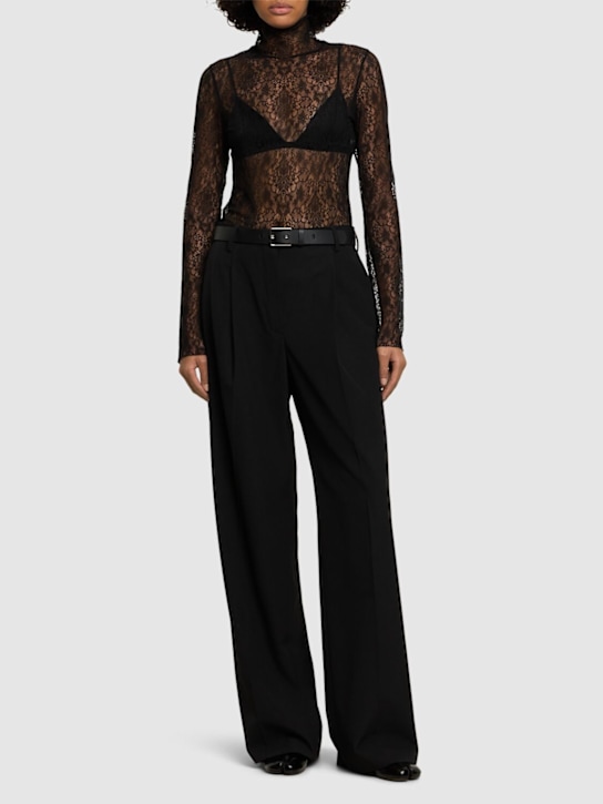 Yohji Yamamoto: Stretch lace turtleneck top - women_1 | Luisa Via Roma