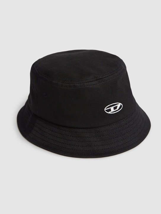 Diesel Kids: Gorro pescador de algodón con logo - Negro - kids-boys_1 | Luisa Via Roma