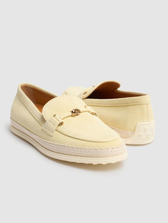 Tod's: 10mm Leather loafers - Beige - women_2 | Luisa Via Roma